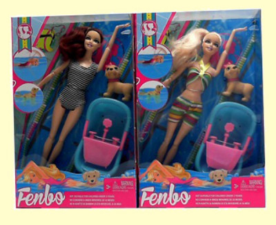 Кукла типа &quot;Барби&quot;, 2 вида, шарнир, в купальнике, с собачкой, ванной, в кор. 33*20,5*6,5с (72шт/2