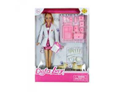 Кукла DEFA 8346A (36шт) доктор,29см, чемодан, инструменты, собачка 2шт, в кор-ке, 23-32,5-5см