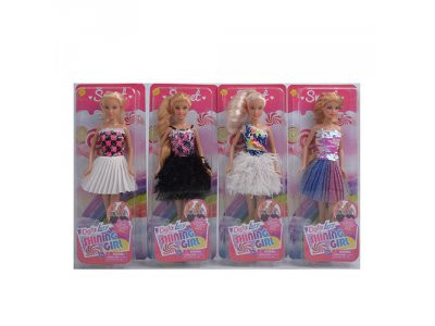 Кукла DEFA 8434-BF (48шт) 29см, платье с пайетками, 4вида, на листе, 13-32-5см