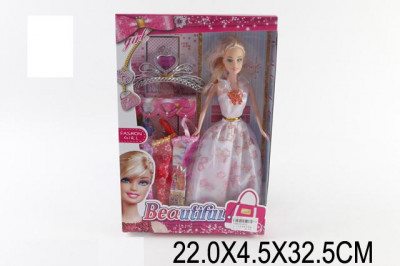 Кукла типа &quot;Барби &quot; 622C (96шт/3) с платьями, диадемой, аксесс, в коробке 22*4, 5*32, 5см