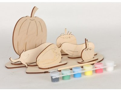 Сборная деревянная модель Овощи + краски