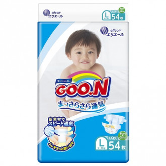Подгузники GOO.N для детей 9-14 кг (размер L, на липучках, унисекс, 54 шт)