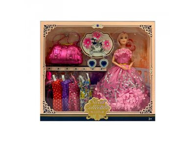 Кукла с нарядом DX521B (44шт) 28см, платья, сумочка, украшения, микс видов, в кор-ке,38-32-5,5см
