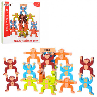 Деревянная игрушка Игра MD 1189 (40шт) удержать равновесие, фигурки-обезьянки, в кор-ке, 27-28-2,5см