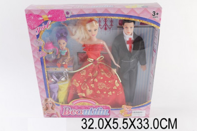 Кукла типа &quot;Барби &quot;Семья &quot; 632A (48шт/2) Кен, дочка, платья, в кор.32*5, 5*33см
