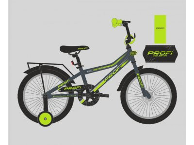 Велосипед детский PROF1 14д. Y14108 (1шт) Top Grade,графит-салат.(мат),звонок,доп.колеса