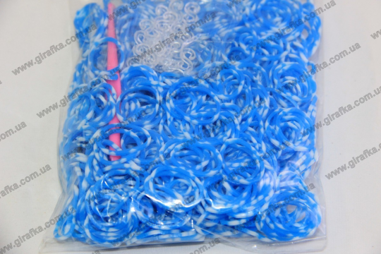 Набор резиночек для плетения 600 штук бело-синие с ароматом Фото