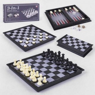 Шахматы магнитные QX 56810 (48) 3 в 1, нарды, шашки, в коробке
