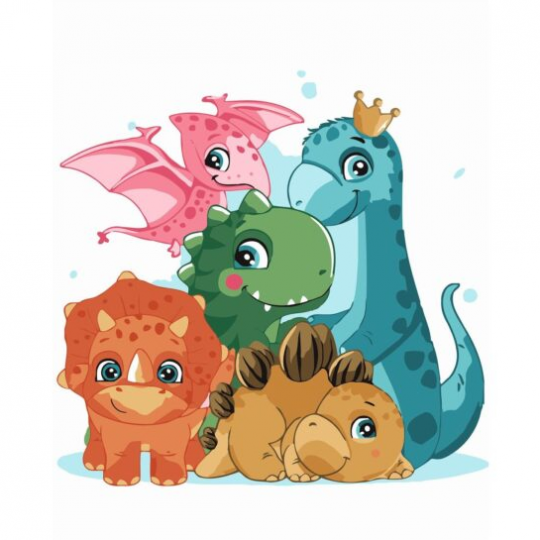 Картина по номерам Маленькие друзья динозавры, 30х40 см Фото