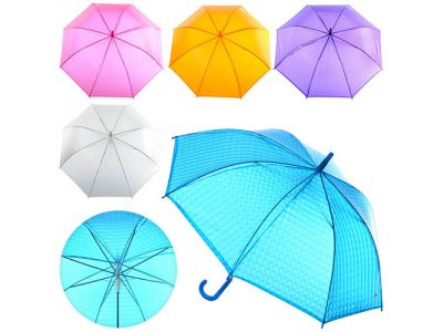 Зонтик детский MK 0864  длина 61 см, трость 75,5 см, диаметр 89 см, спица 53 см, клеенка, 5 цветов