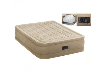 Надувной велюровый матрас-кровать со встроенным насосом Intex 64458