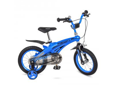 Велосипед детский PROF1 14д. LMG14125 (1шт) Projective,магнез.рама,синий, доп.колеса