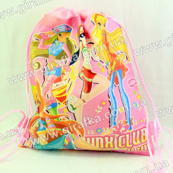 Рюкзак для сменной обуви или школьной формы  Винкс розовый