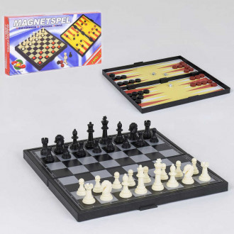 Шахматы пластик С 36815 (48) магнитные 3в1, в коробке