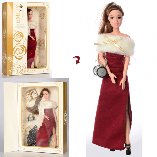 Кукла QJ066A (24шт) шарнирная 29см, платье, сумочка, в кор-ке, 22-33-6см Фото