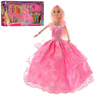 Кукла с нарядом 975-6 (12шт) 28см, платья 18шт,мебель,аксессуары, в кор-ке,90-35-8cм