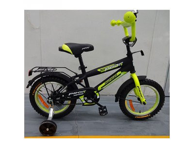 Велосипед детский PROF1 16д. G1651 (1шт) Inspirer,черно-салат(мат),звонок,доп.колеса