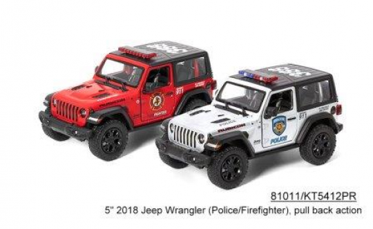 Машина металлическая джип спецслужбы полиция/пожарная &quot;Kinsmart&quot; Jeep Wrangler Police/Firefighter инерц., откр. дв., в кор Фото
