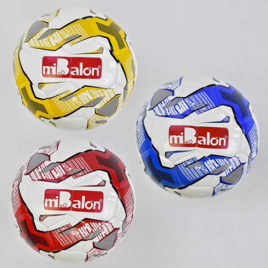 Мяч футбольный С 34168 (50) 410-430 грамм, 3 вида, баллон с ниткой, материал TPU Фото
