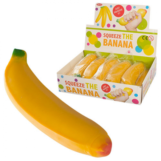 Игрушка MS 1163  TPR, банан, 17 см, тянется, 12 шт в дисплее, 27-20-6,5 см Фото