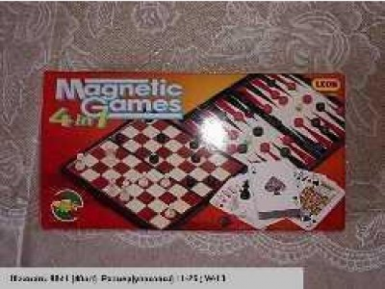 Шахматы 9841 (48шт) магнитные, 4в1,(шашки,нарды,карты), в кор-ке,25-13-3,5см Фото