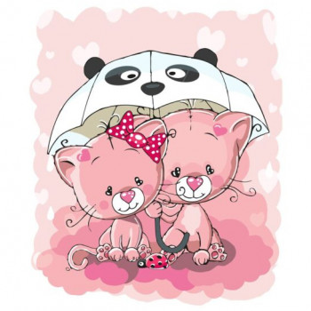 Картина по номерам Розовые котики под зонтиком, 30х40 см