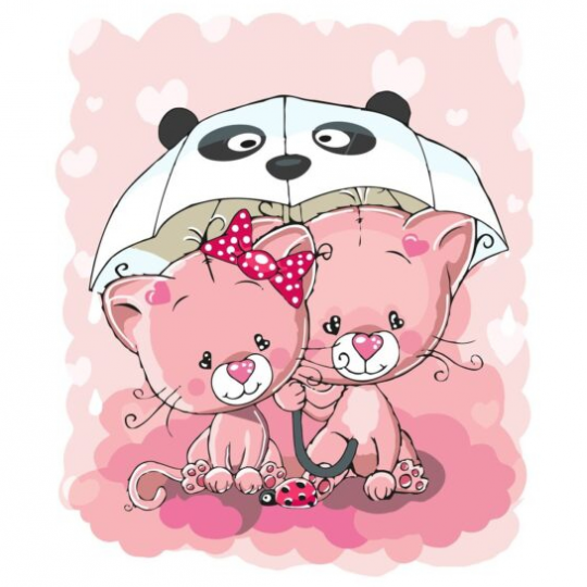 Картина по номерам Розовые котики под зонтиком, 30х40 см Фото