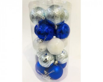 Набор синих и белых ёлочных шаров 6 см, 20 штук, 92446-PN
