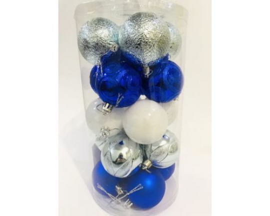 Набор синих и белых ёлочных шаров 6 см, 20 штук, 92446-PN Фото