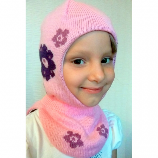 Шапочка-шлем для девочки Цветок Бабасик розовая Фото