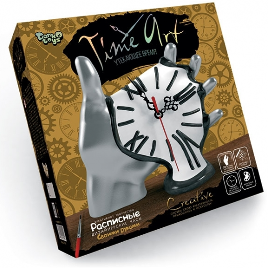 Расписные дизайнерские часы Time Art - утекающее время - серебро Фото