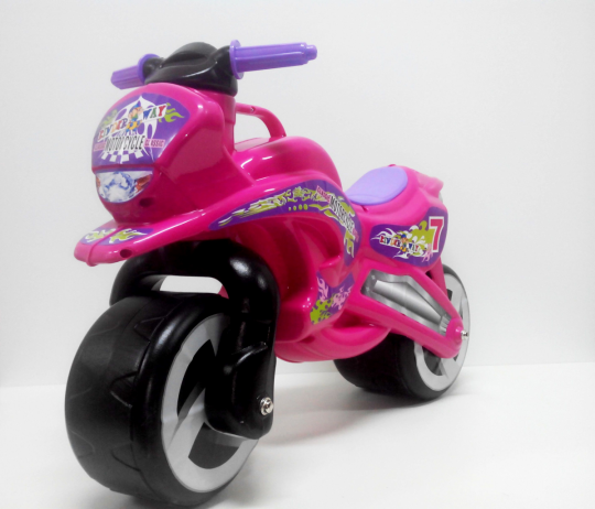 Каталка-толокар &quot;Мотоцикл&quot;, 2-х колесный, розовый, в пак. 74*46см, Украина (1шт) Фото