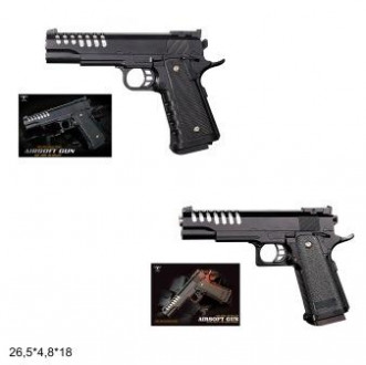 Пистолет VIGOR металлический, с пульками, 2в., в кор. 26,5*4,8*18см (18шт)