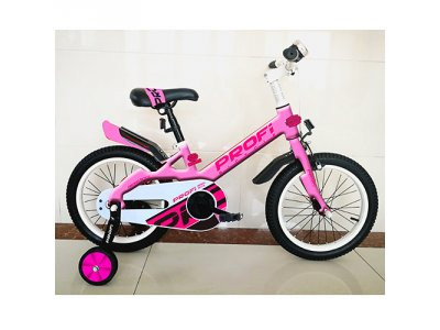 Велосипед детский PROF1 18д. W18115-3 (1шт) Original,розовый,крылья,звонок,доп.колеса