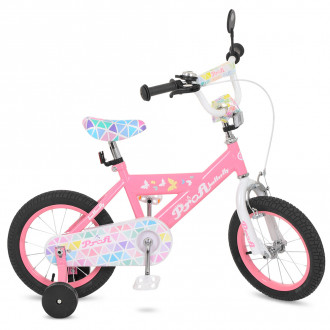 Велосипед детский PROF1 14д. L14131 (1шт) Butterfly 2,розовый, звонок,доп.колеса