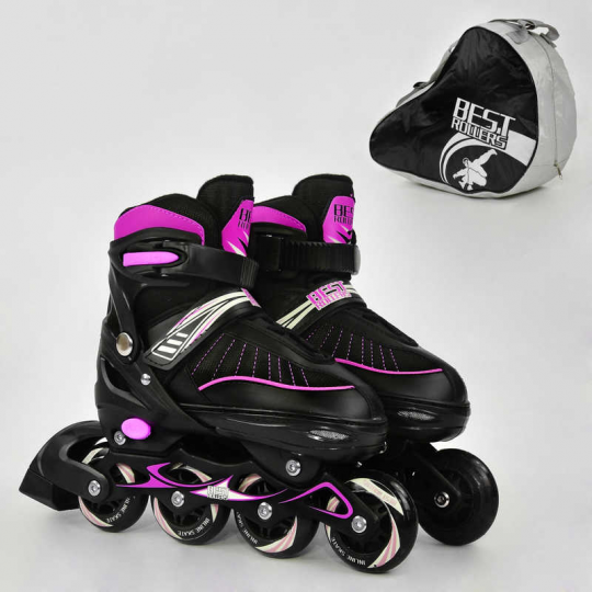 Ролики &quot;М&quot; Best Rollers цвет-РОЗОВЫЙ /размер 35-38/, колёса PU, в сумке d=7 cм (6шт) Фото
