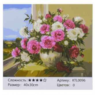 Картина по номерам- Натюрморт цветы KTL 0096 (50) 40х30см, в коробке