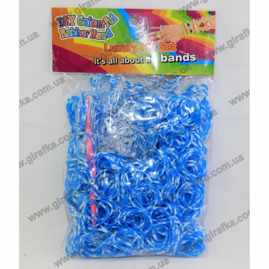 Набор резиночек для плетения 600 штук бело-синие с ароматом Фото