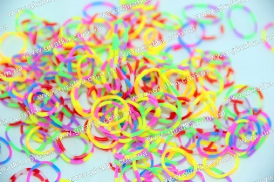 Набор резиночек для плетения 200 штук микс полосатых разных цветов Фото