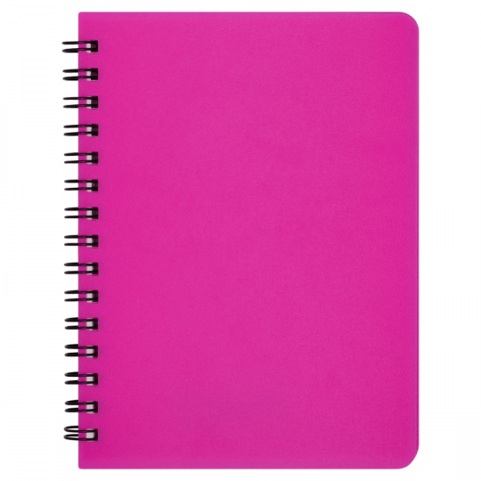 Книжка записн. на пруж. &quot;BRIGHT&quot; А6, 60арк.,кл., пластик.обкл., рожевий // Фото