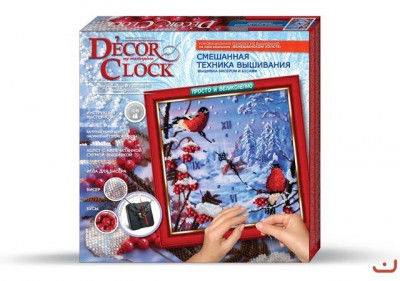 Набор для вышивки бисером и бусами Deco Clock - часы Зимний пейзаж своими руками