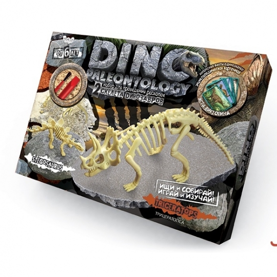 Набор раскопки динозавра DINO PALEONTOLOGY Стегозавр и трицератопс Фото