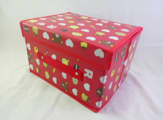 Ящик для хранения, ПВХ 26*20*16 см красный с мишками Фото