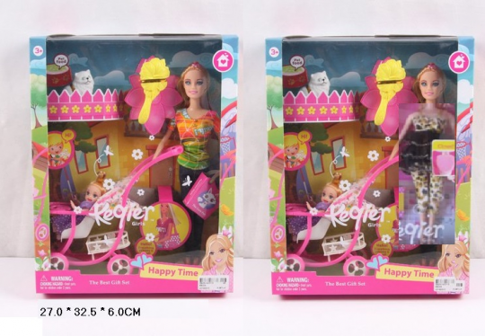 Кукла типа &quot;Барби&quot; 68009 (48шт/2) 2 вида,с куколкой в коляске,питомцем,расческа в кор.27*33*6см Фото