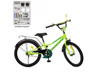 Велосипед детский PROF1 20д. Y20225 (1шт) Prime,салатовый,звонок,подножка