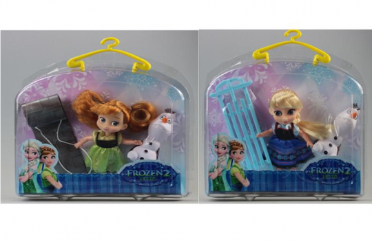 Кукла &quot;Frozen &quot; ZT8712 (60шт/2) 2 вида, с санями, снеговиком, в чемоданчике 24*9*24см Фото