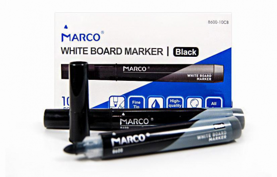Маркер Board, сухостираемый, круглый, чорный, Marco Фото