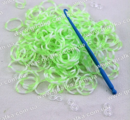 Набор резинок для плетения бело-зеленые Фото