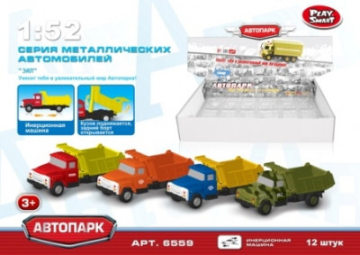 Модель грузовик PLAY SMART 6559 &quot;Автопарк&quot; метал.инерц.подним.кузов.в кор.ш.к./8/96/