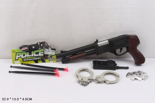 Полицейский набор 210-17 (216шт/2) оружие, присоски, мишень, наруч, в пакете 32*13*4см Фото